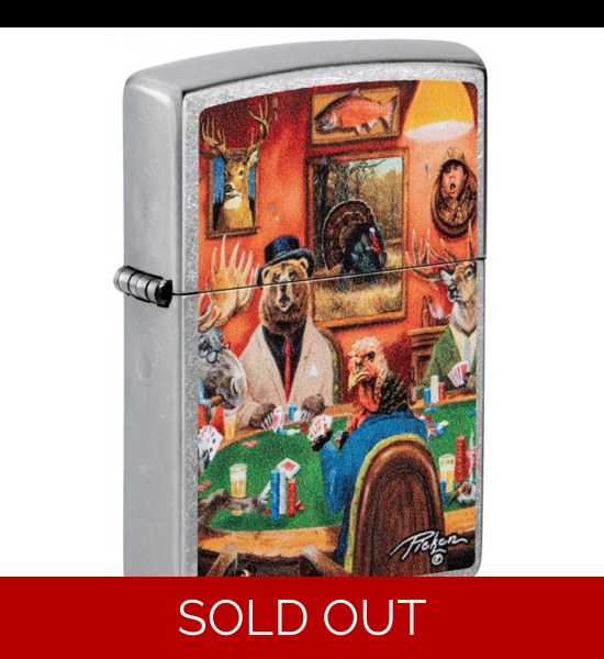 Animals Playing Poker by Linda Pickens Zippo